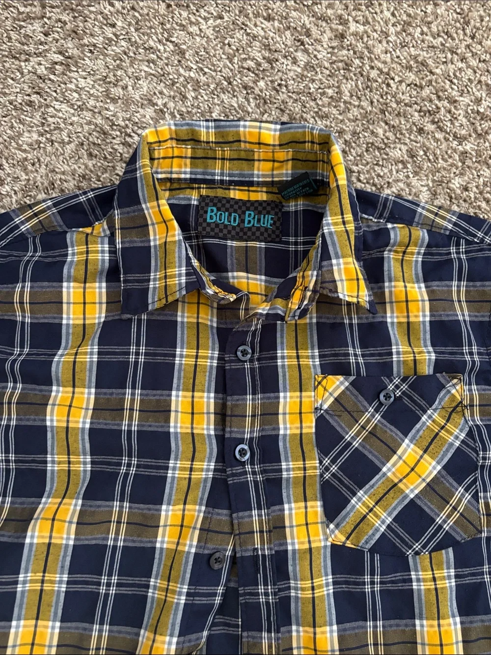Boys Short-Sleeve Shirts Bundle - Navy Dot, Red Plaid, Yellow Plaid medium 10-12